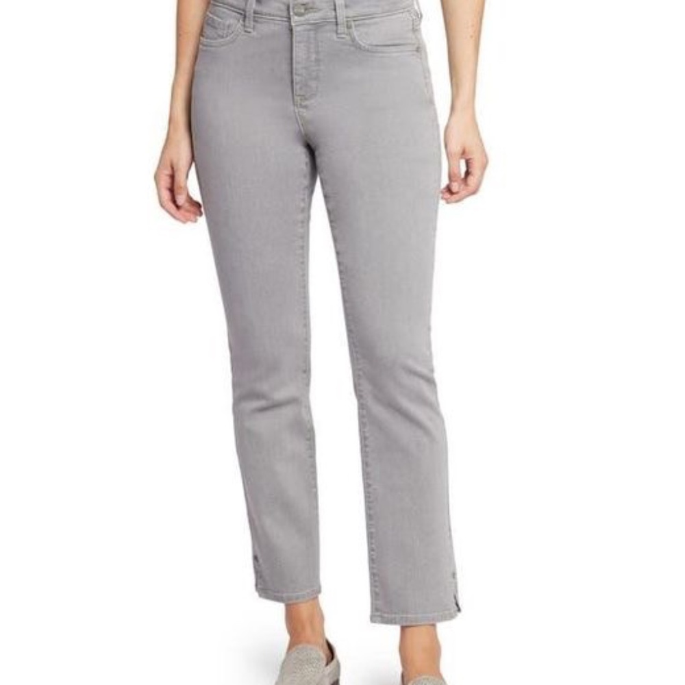 NYDJ Sheri Slim Side Slit Ankle Jeans Dove Gray Size 12